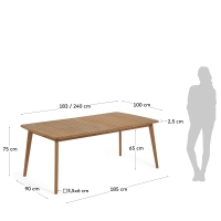 La Forma - Hanzel extendable garden table in solid eucalyptus, 183 (240)